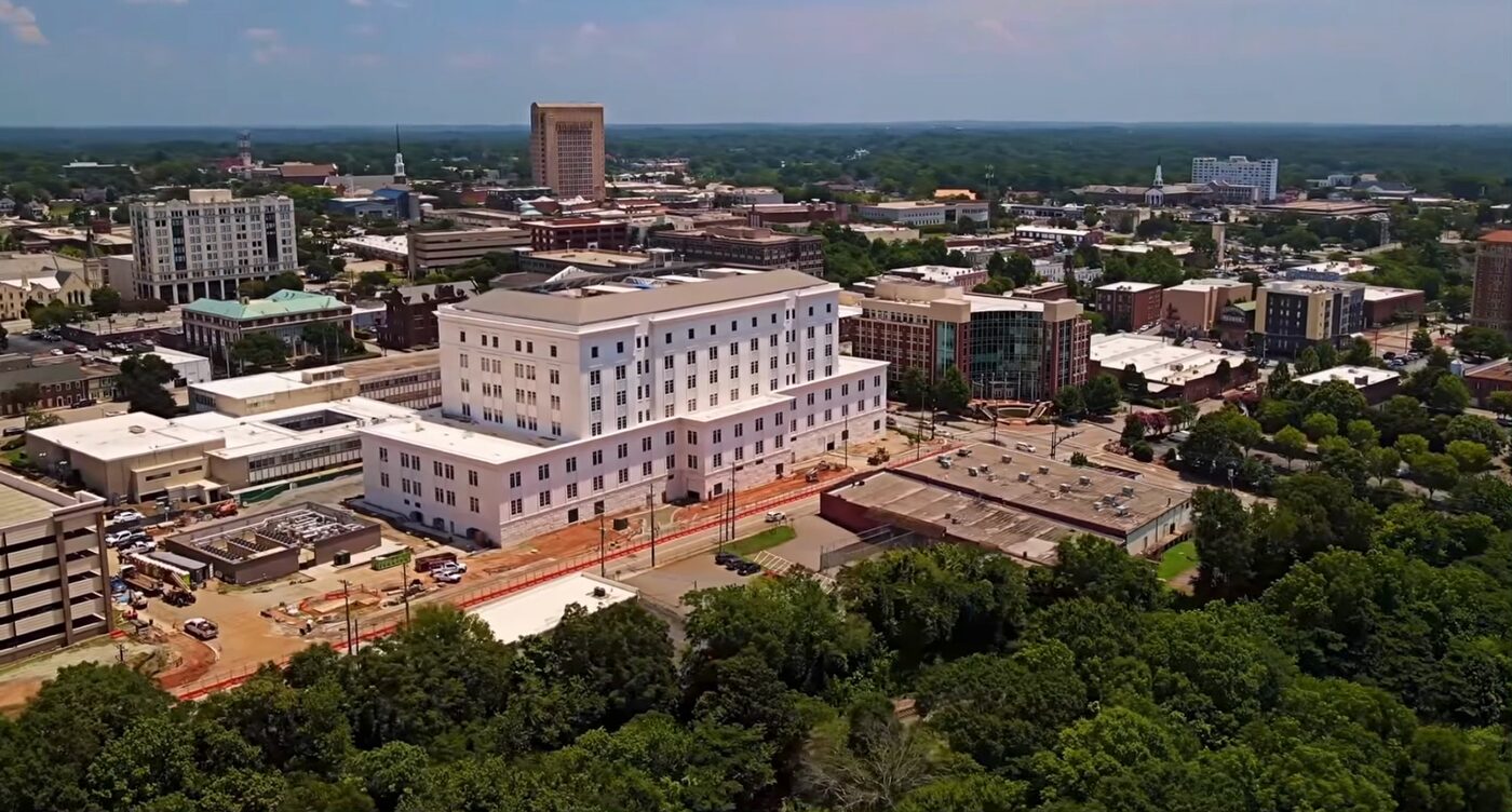 Aerial view of downtown Spartanburg, South Carolina